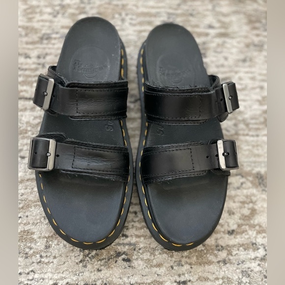 Dr. Doc Martens Myles Black Leather Platform‎ Sandals Womens Size 7 AW004 - Picture 4 of 8